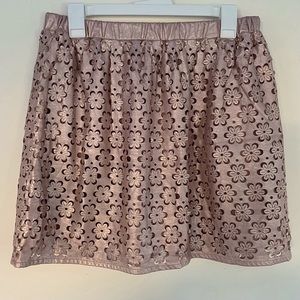 Metallic Skirt with Flower Cut-Outs